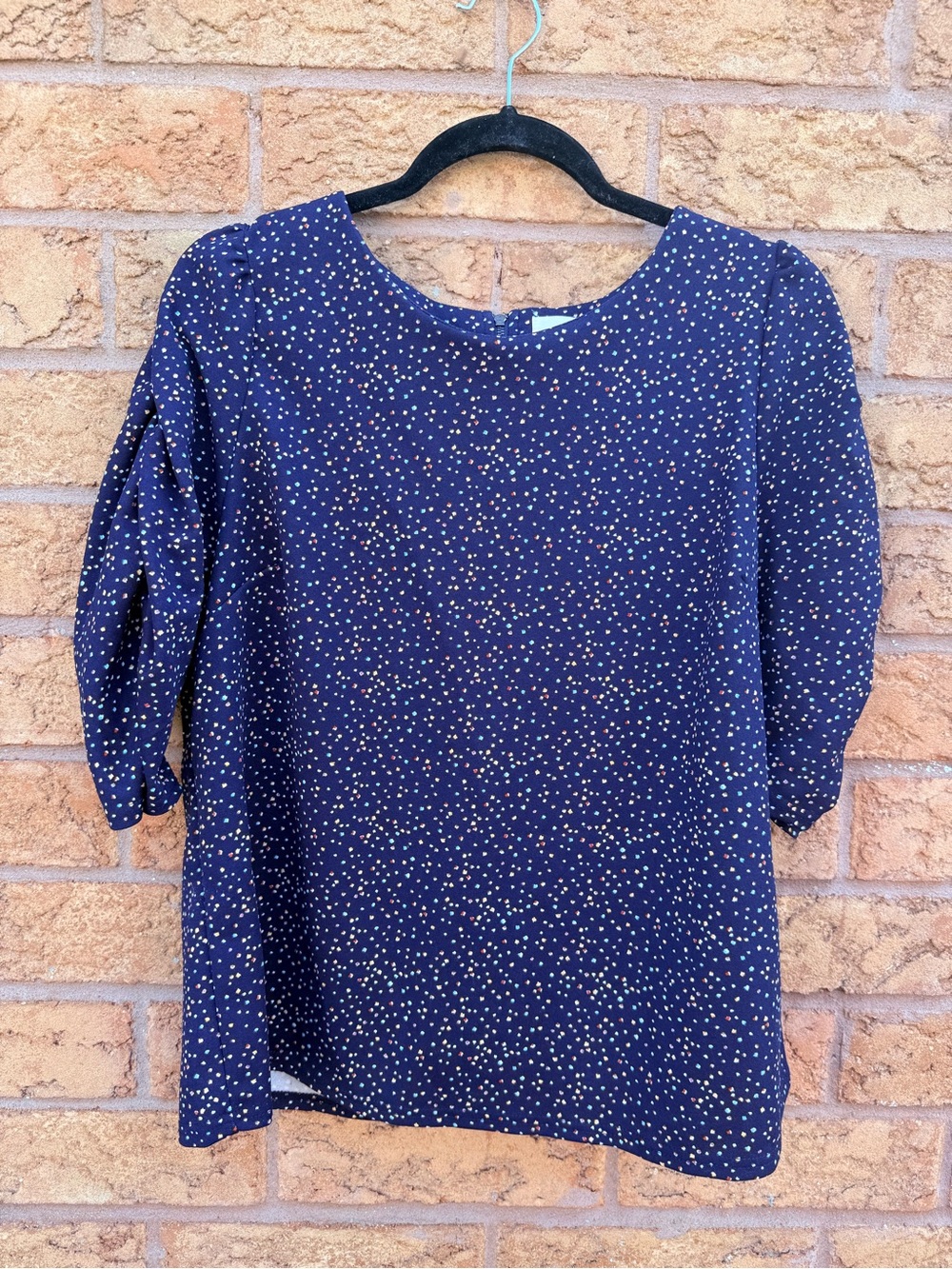 💫4/$25 • Melloday Navy Speckle Puff-Sleeve Blouse